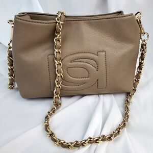 🔹️Bebe Taupe Lara Faux Leather Crossbody Purse